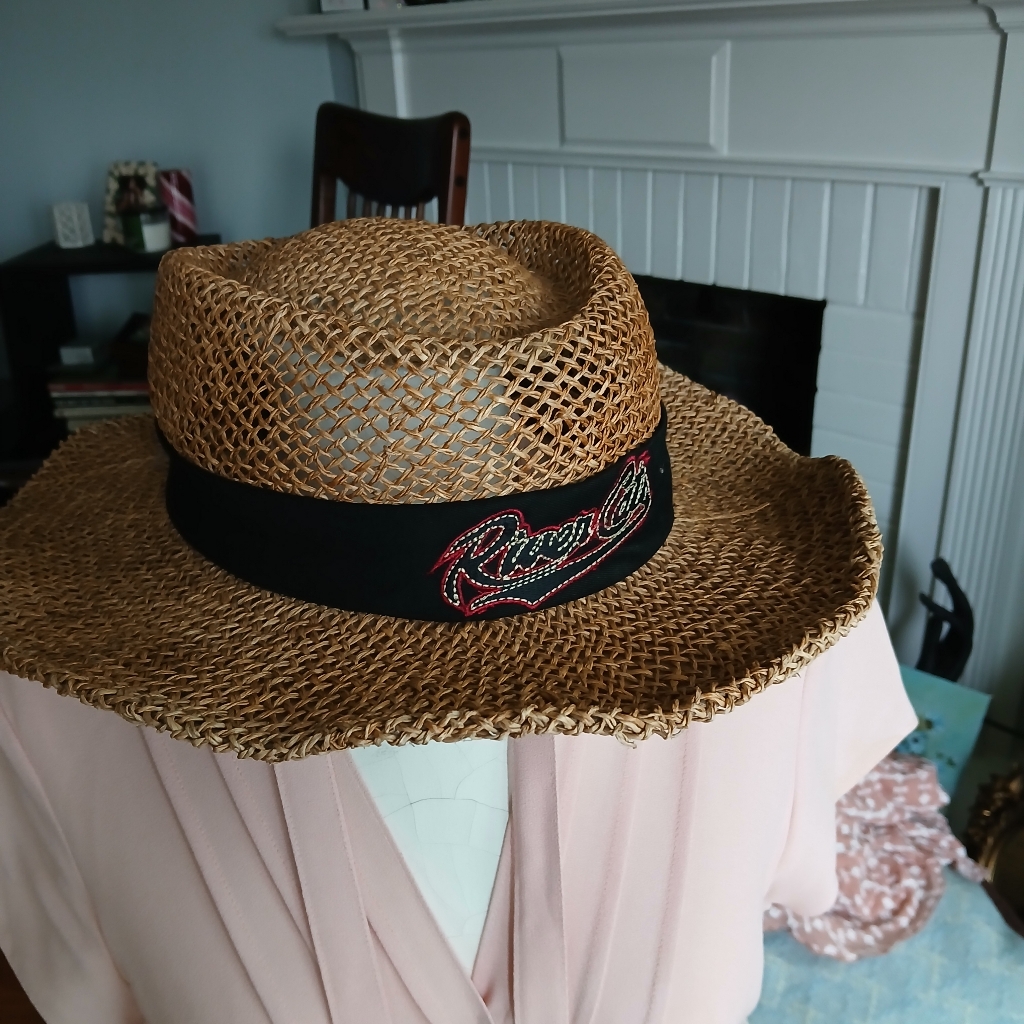 Vintage Straw Hat Rivercats Baseball Open Cooling Style
